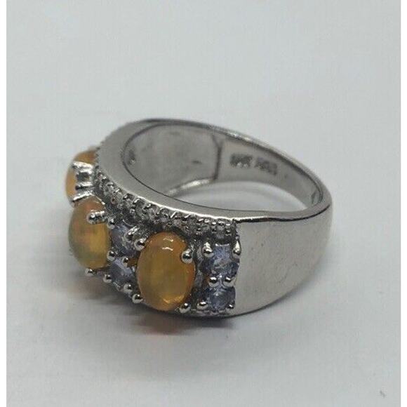 Vintage Tanzanite and Opal Sterling Silver Ring 925 Size 5 - Picture 4 of 7